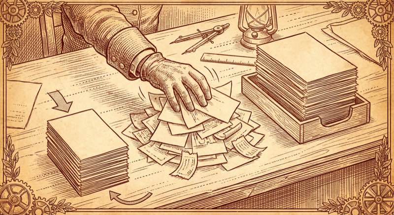 Railroad foreman sorting maintenance reports